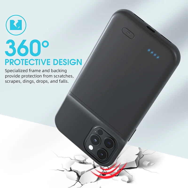 Battery Case for Iphone 12 13 14 15 Pro Max 14 plus Power Case for Iphone 12 13 Mini 11 Extenal Battery Charging Case Powerbank
